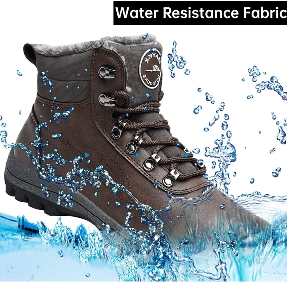 Mens Shoes Winter Snow Boots Waterproof Fur Lined Leather Ankle Non-Slip - Picture 10 of 14